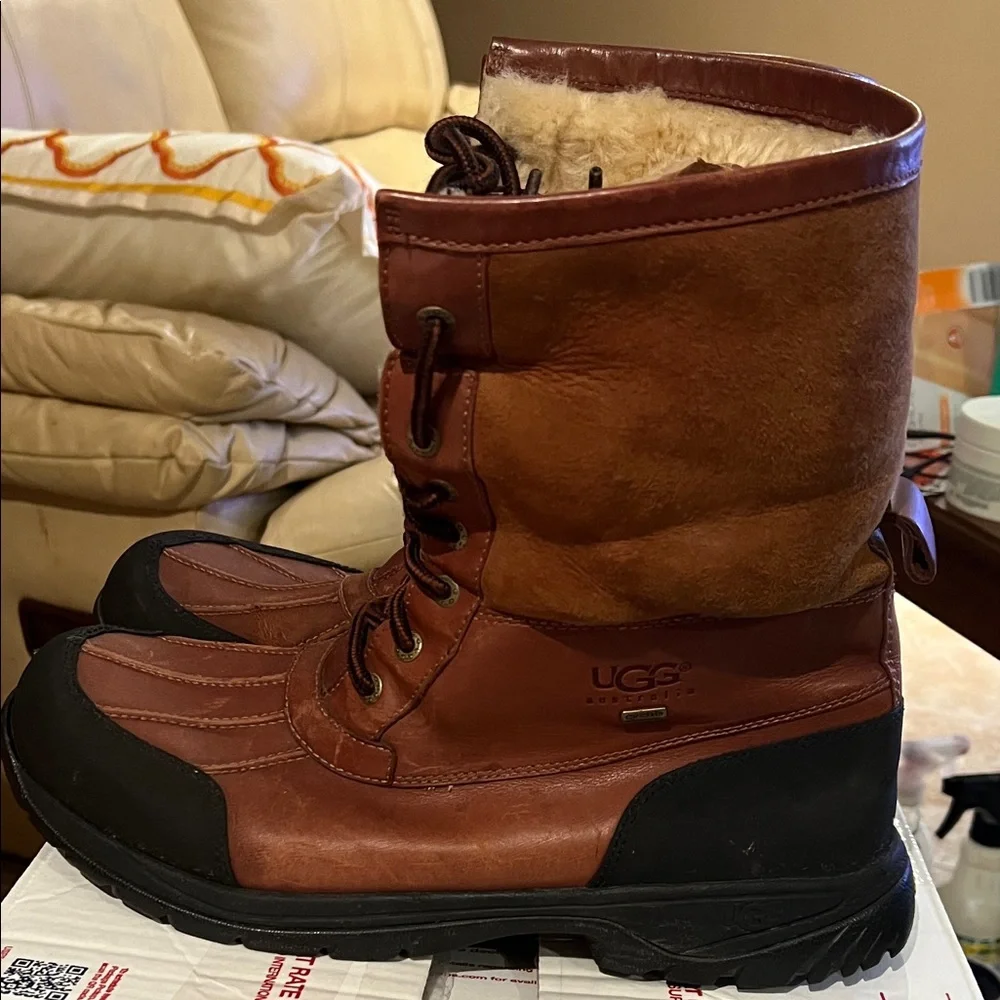 UGG Men’s Butte Shearling Winter Boots in Chestnut Sz 14